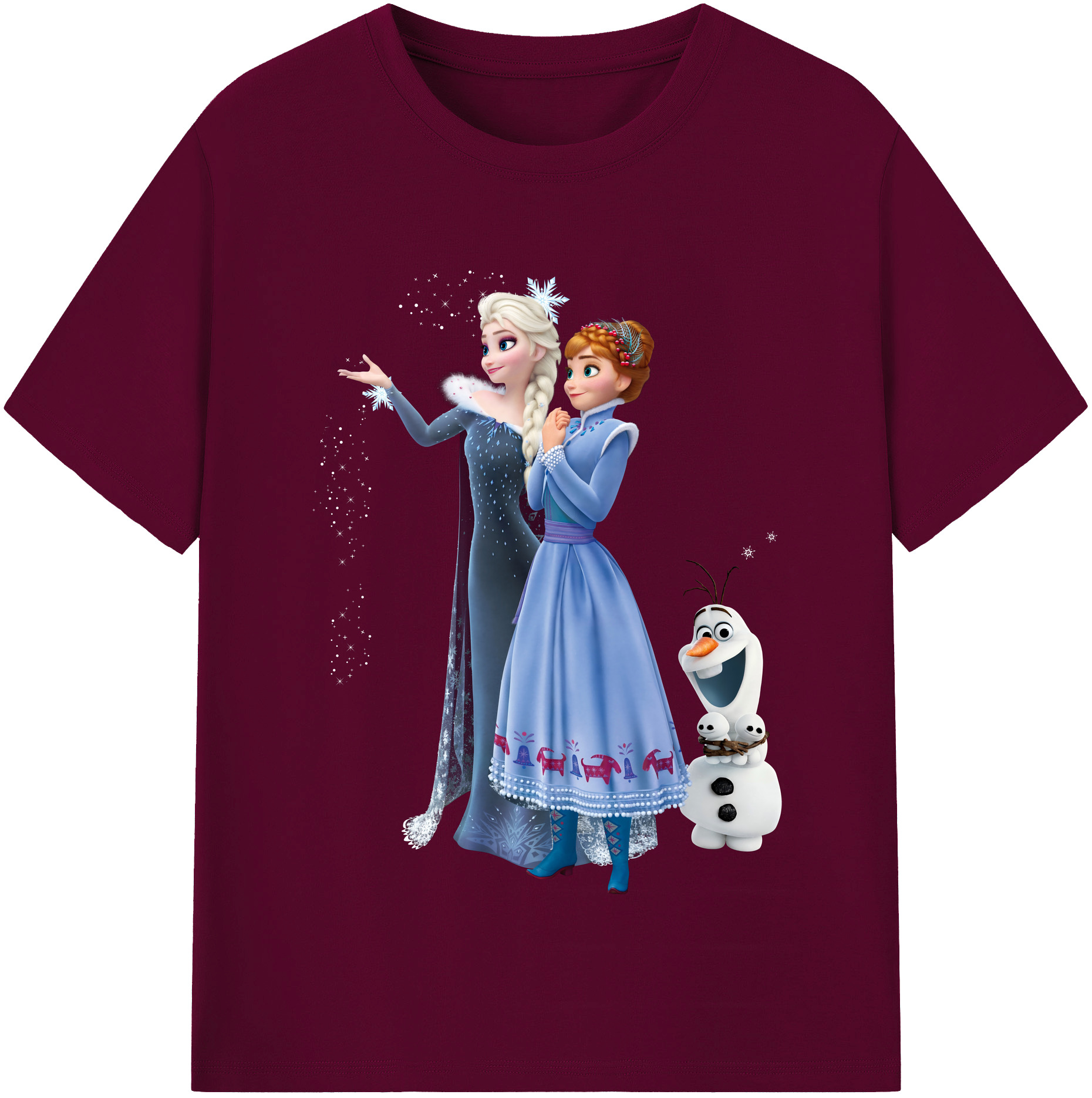 （画像用） アナと雪の女王 アンナ エルサ Frozen Anna Elsa レディースカジュアルプリントTシャツ（綿100％）
